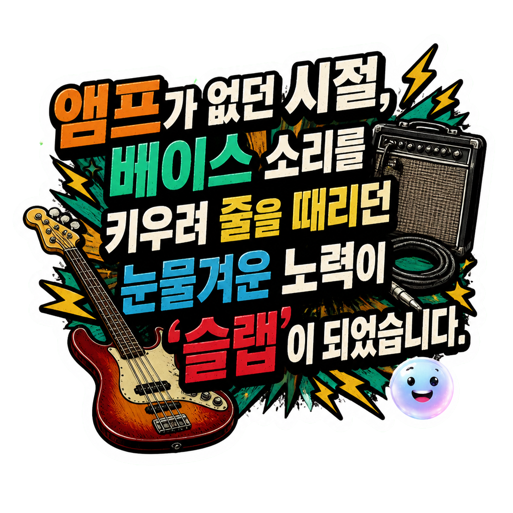 앰프가 없던 시절, 베이스 소리를 키우려 줄을 때리던 눈물겨운 노력이 '슬랩'이 되었습니다.