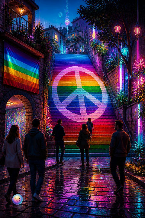 The traditional peace flag reverses the natural order of rainbow colors for a specific reason.