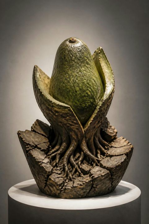 That massive pit actually cracks in half to let a tiny sprout reach for light.