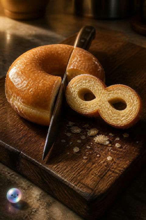 Slicing a doughnut at a precise angle reveals a hidden infinity symbol