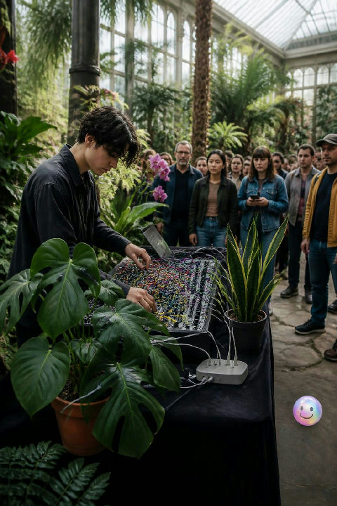 DJs connect electrodes to plant leaves to translate electrical impulses into ambient music.